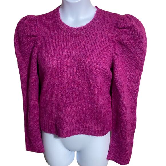 Derek Lam 10 Crosby - Locken Puff Sleeve Alpaca Blend Sweater in Fuchsia - Large - Picture 5 of 10